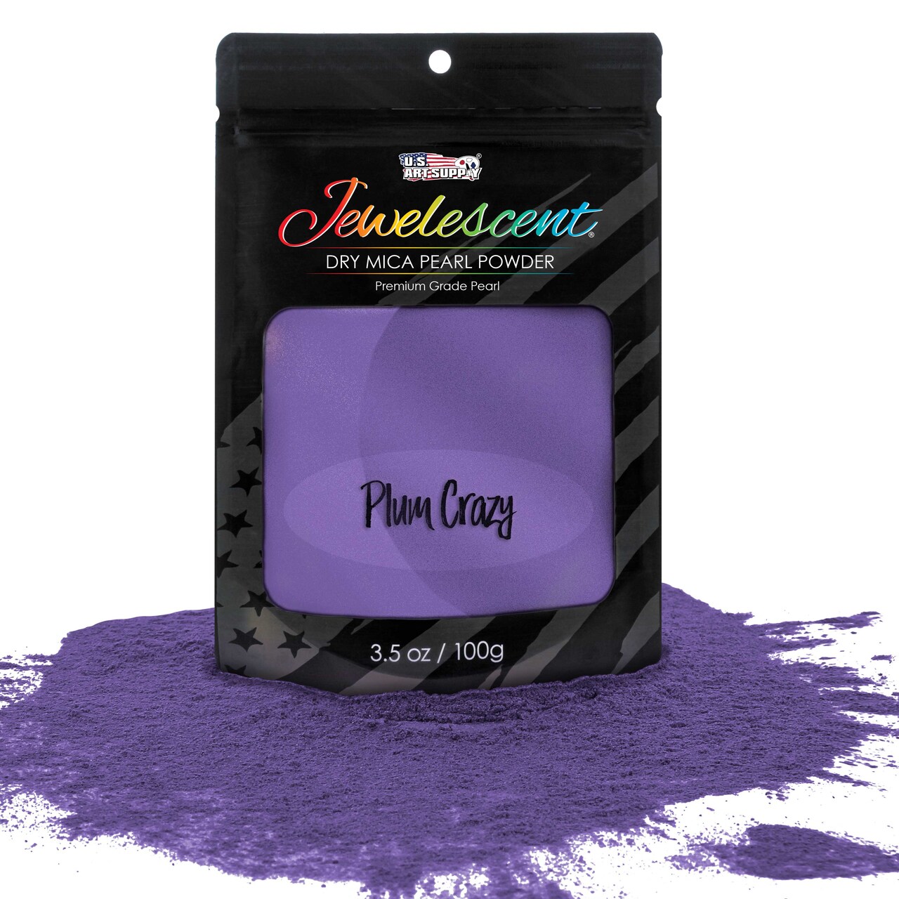 Jewelescent Mica Pearl Pigment Powder, Plum Crazy 3.5 oz (100g) Pouch - Cosmetic Grade, Epoxy Resin Color Pigment, Mica Powder for Resin, Soap, Slime, Candle Dye, Art, Crafts